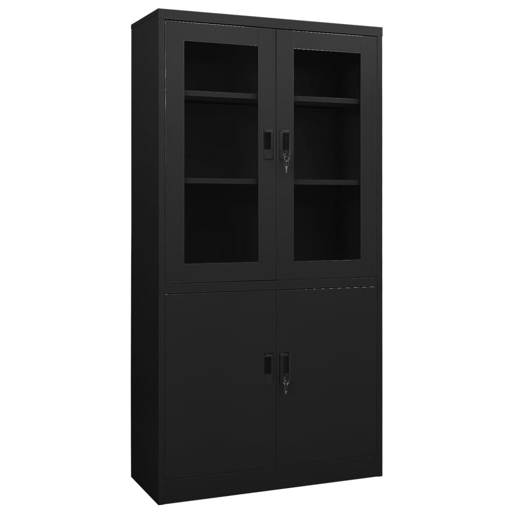 vidaXL Office Cabinet Black 35.4"x15.7"x70.9" Steel