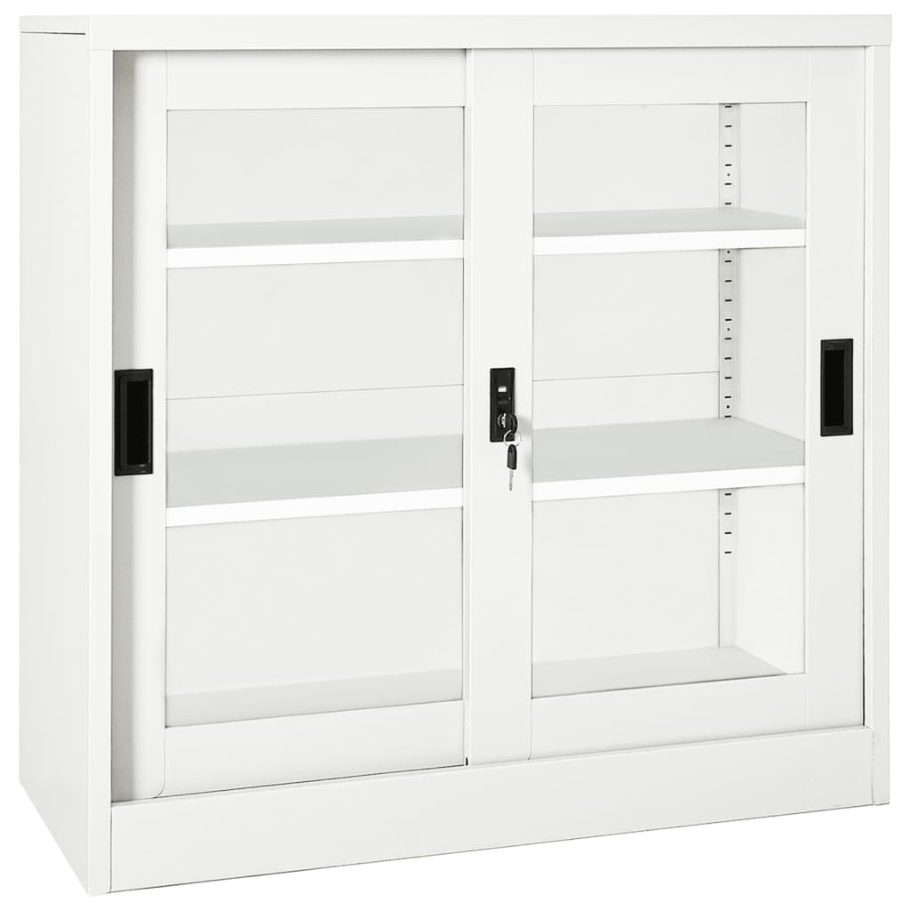 vidaXL Sliding Door Cabinet White 35.4"x15.7"x35.4" Steel