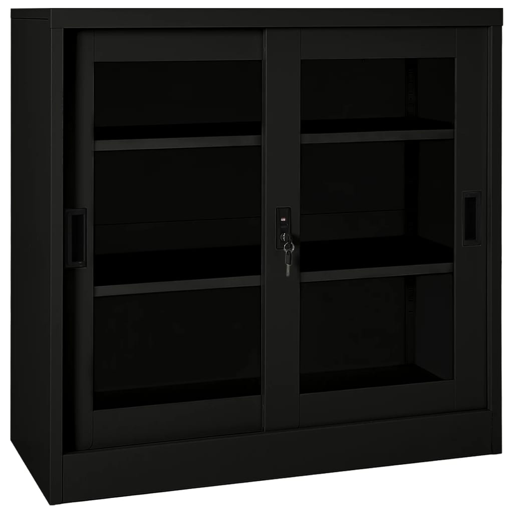 vidaXL Sliding Door Cabinet Black 35.4"x15.7"x35.4" Steel