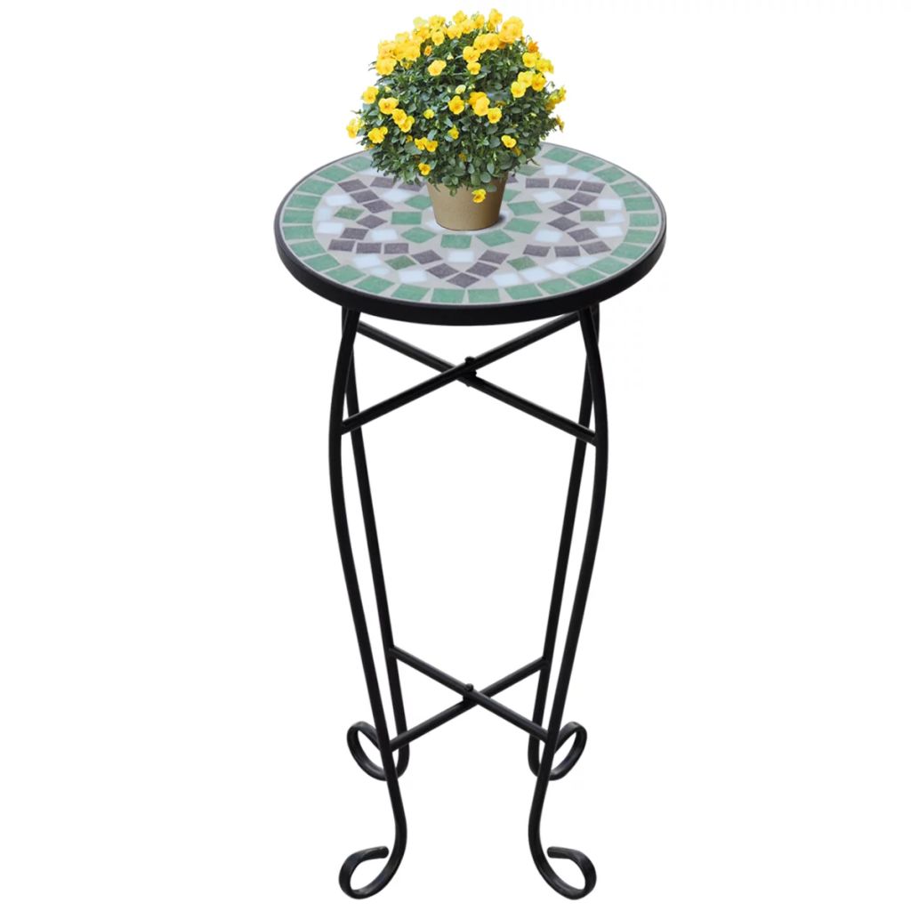 vidaXL Mosaic Side Table Plant Table Green White