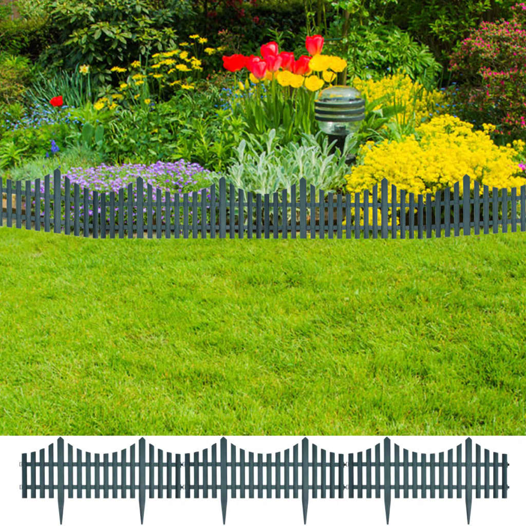 vidaXL 17 pcs Lawn Dividers 32.8 ft Green