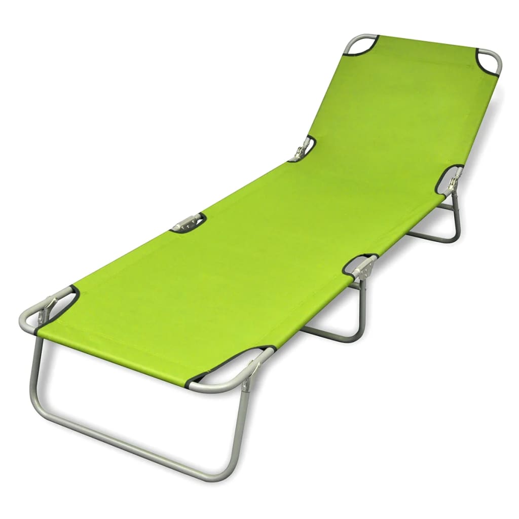 vidaXL Folding Sun Lounger Powder-coated Steel Apple Green