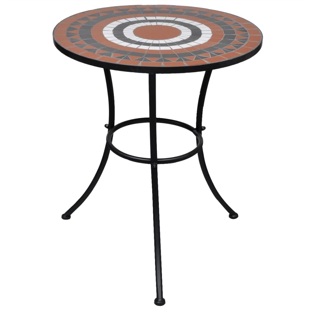 vidaXL Bistro Table Terracotta and White 23.6" Mosaic