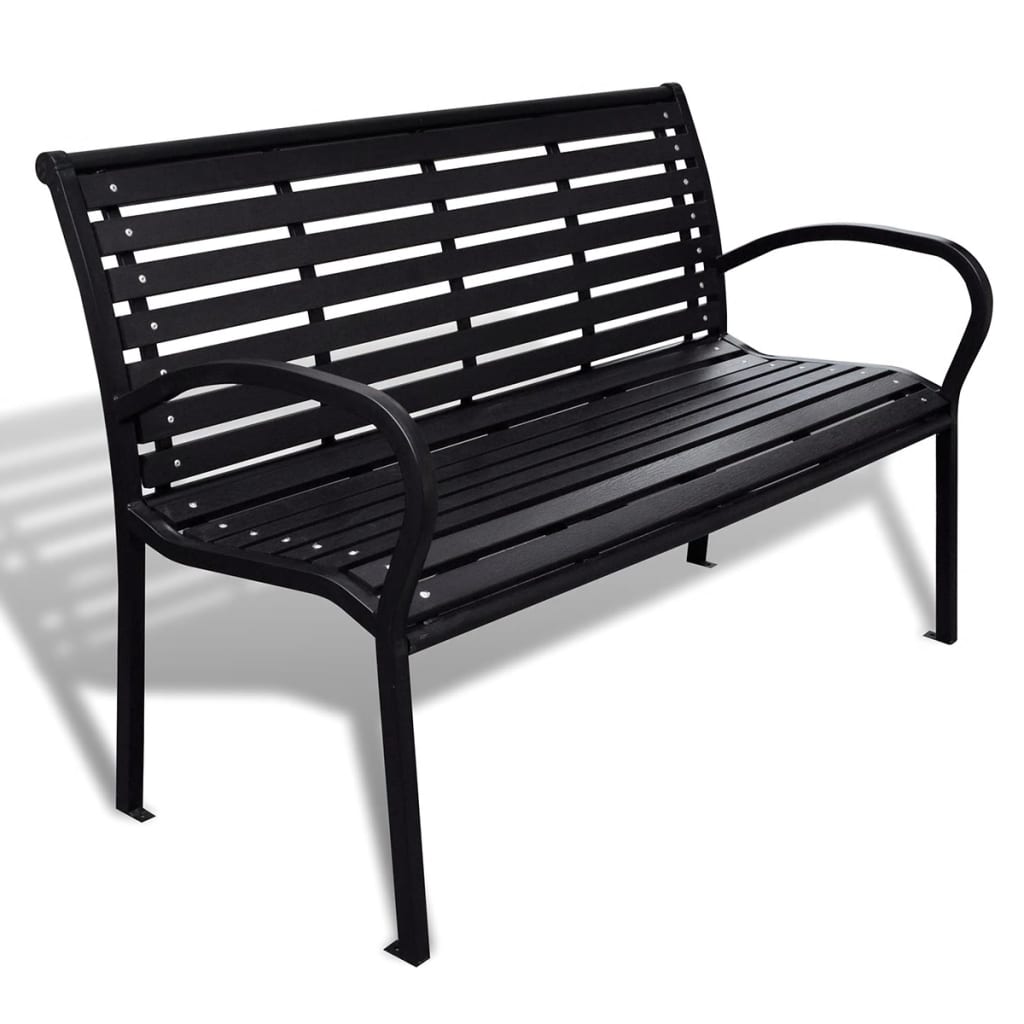 vidaXL Patio Bench 49.2 Steel and WPC Black