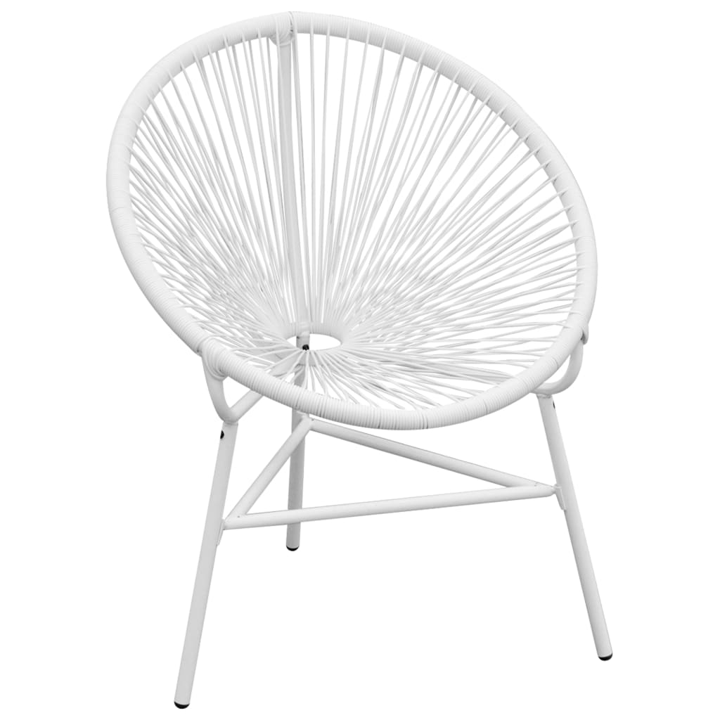 vidaXL Patio String Moon Chair Poly Rattan White