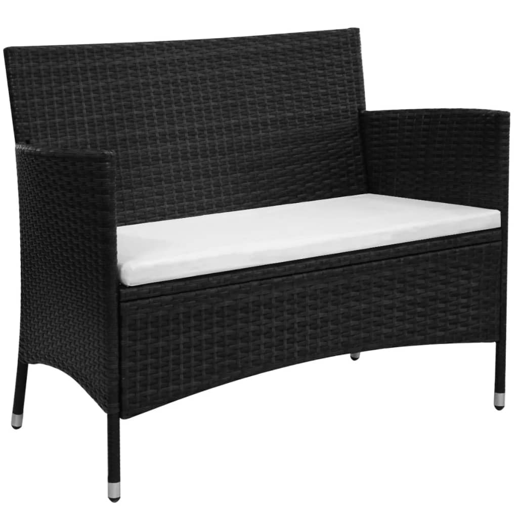 vidaXL Patio Bench 39.4" Poly Rattan Black