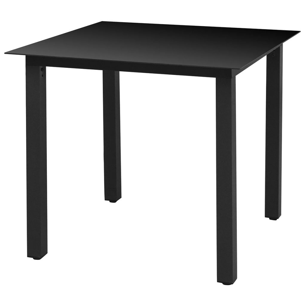 vidaXL Patio Table Black 31.5"x31.5"x29.1" Aluminium and Glass