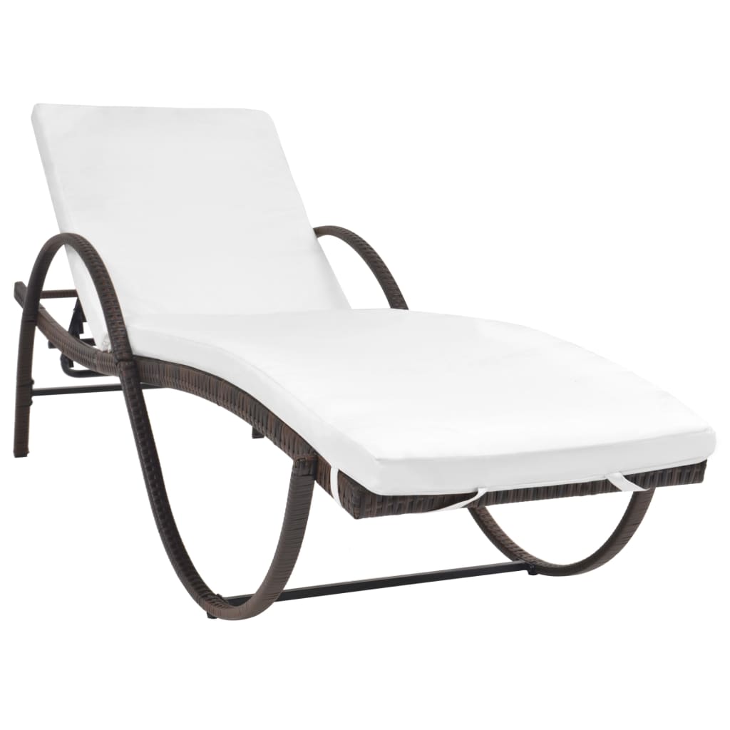 vidaXL Sun Lounger with Cushion Poly Rattan Brown