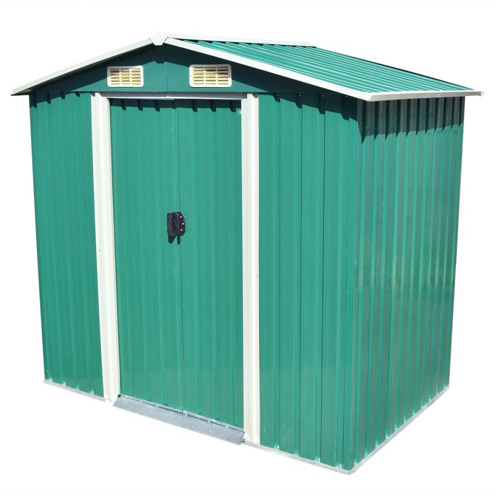 vidaXL Garden Storage Shed Green Metal 80.3"x52"x73.2"