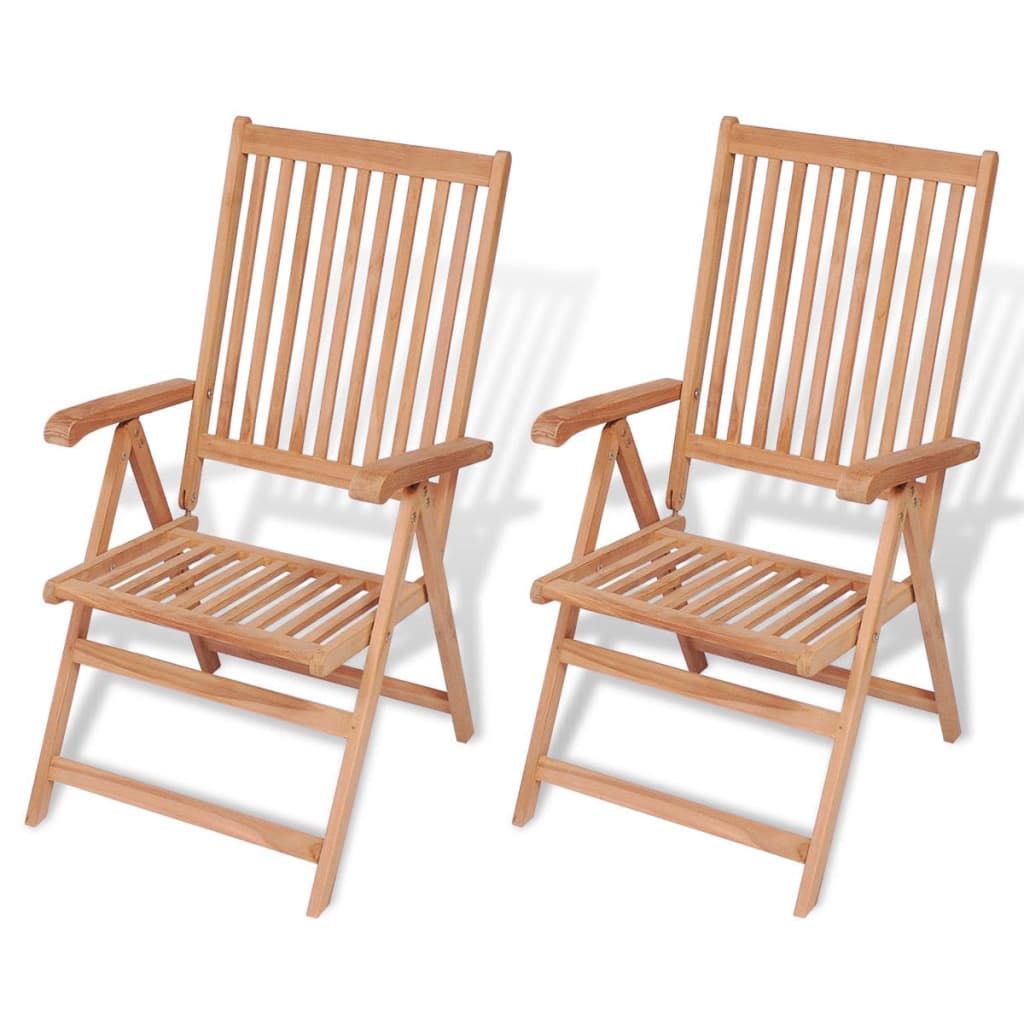 vidaXL Reclining Patio Chairs 2 pcs Solid Teak Wood