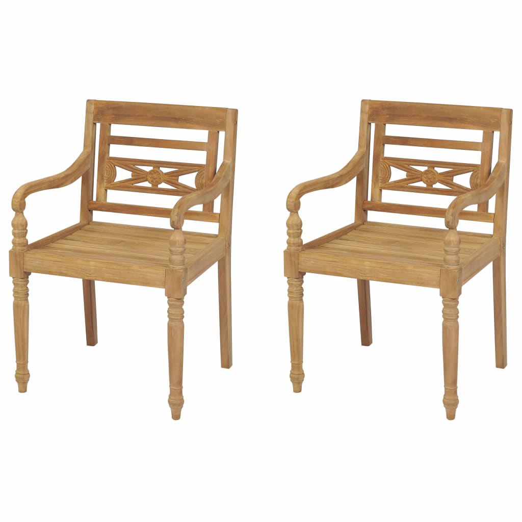 vidaXL Batavia Chairs 2 pcs Solid Teak Wood