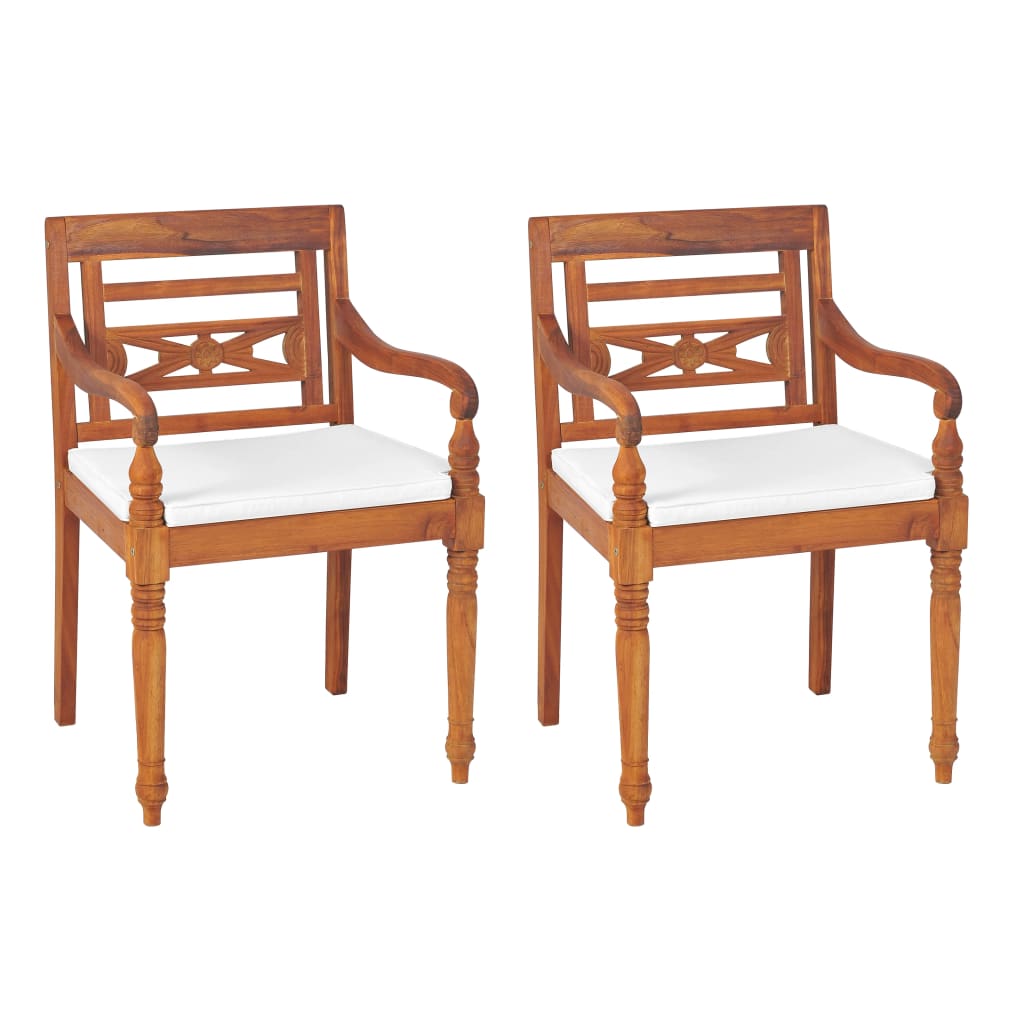 vidaXL Batavia Chairs 2 pcs with Cushions Solid Teak Wood