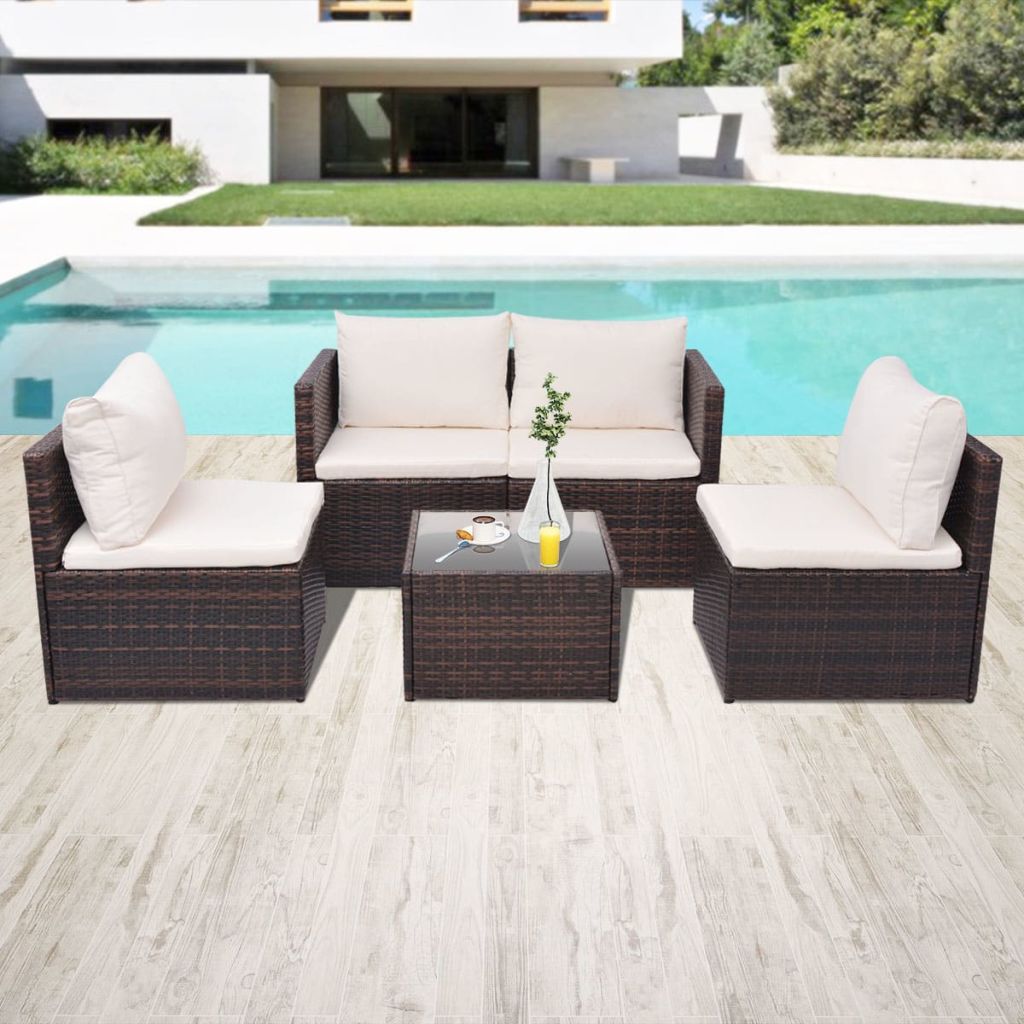 vidaXL Patio Sofa Set 13 Pieces Poly Rattan Brown