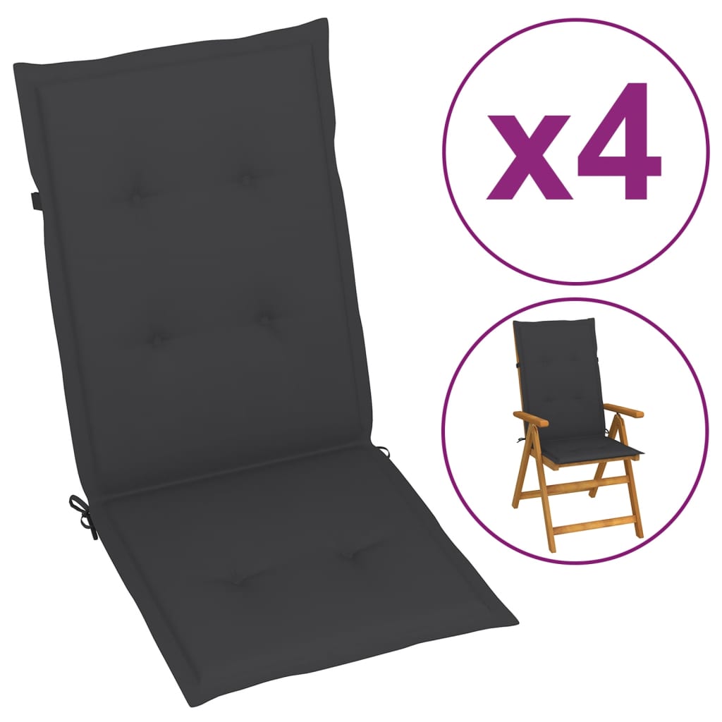 vidaXL Garden Chair Cushions 4 pcs Anthracite 47.2"x19.7"x1.2"