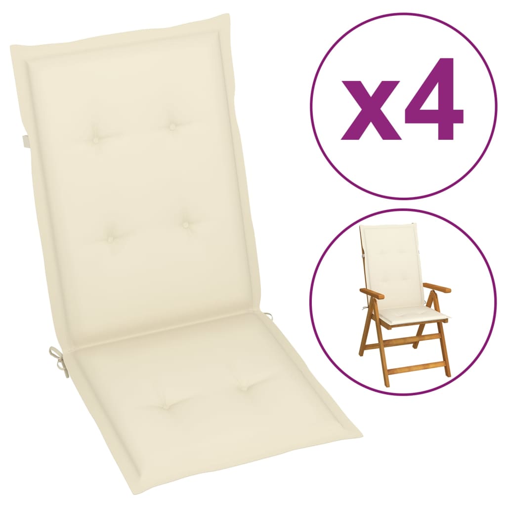 vidaXL Garden Chair Cushions 4 pcs Cream 47.2"x19.7"x1.2"