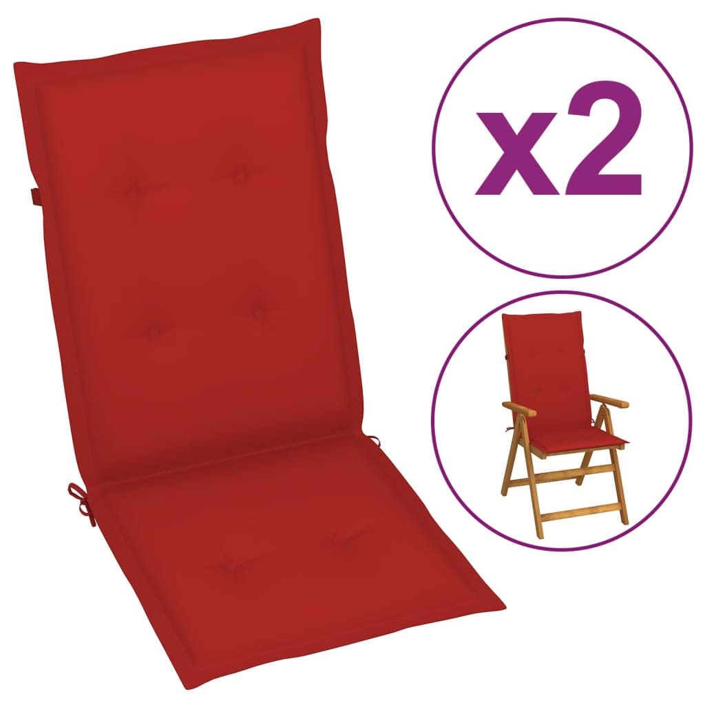 vidaXL Garden Chair Cushions 2 pcs Red 47.2"x19.7"x1.2"