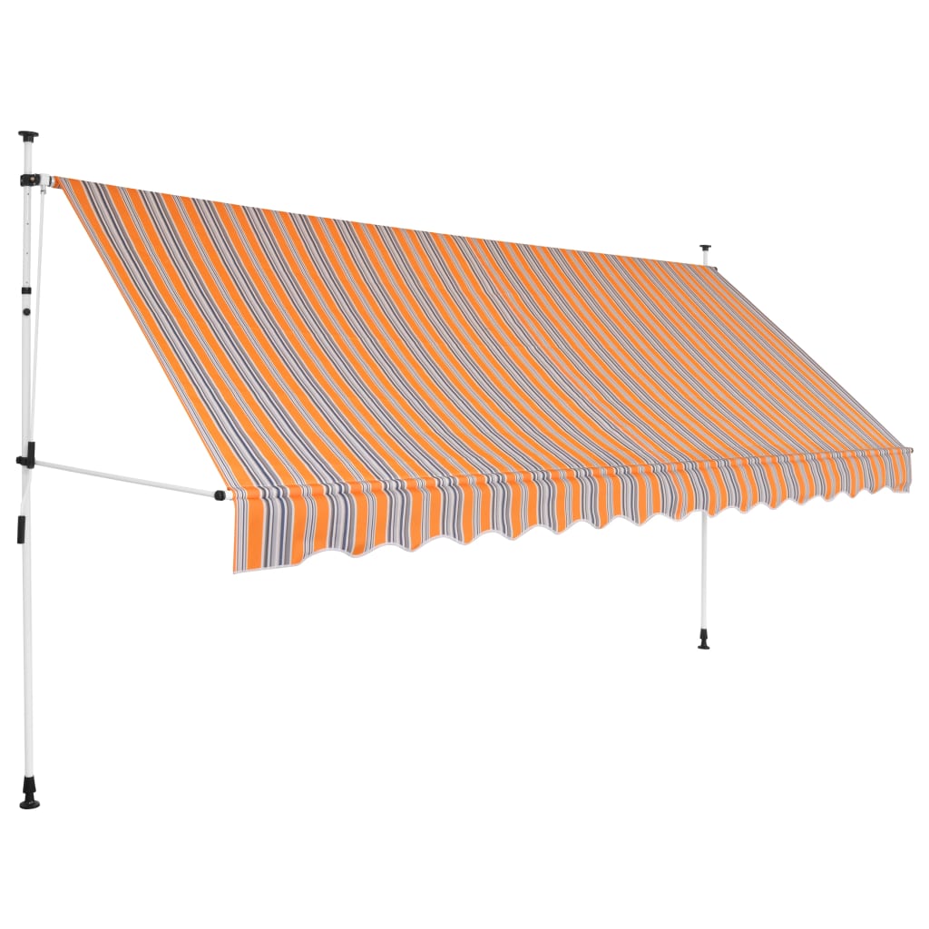 vidaXL Manual Retractable Awning 137.8" Yellow and Blue Stripes