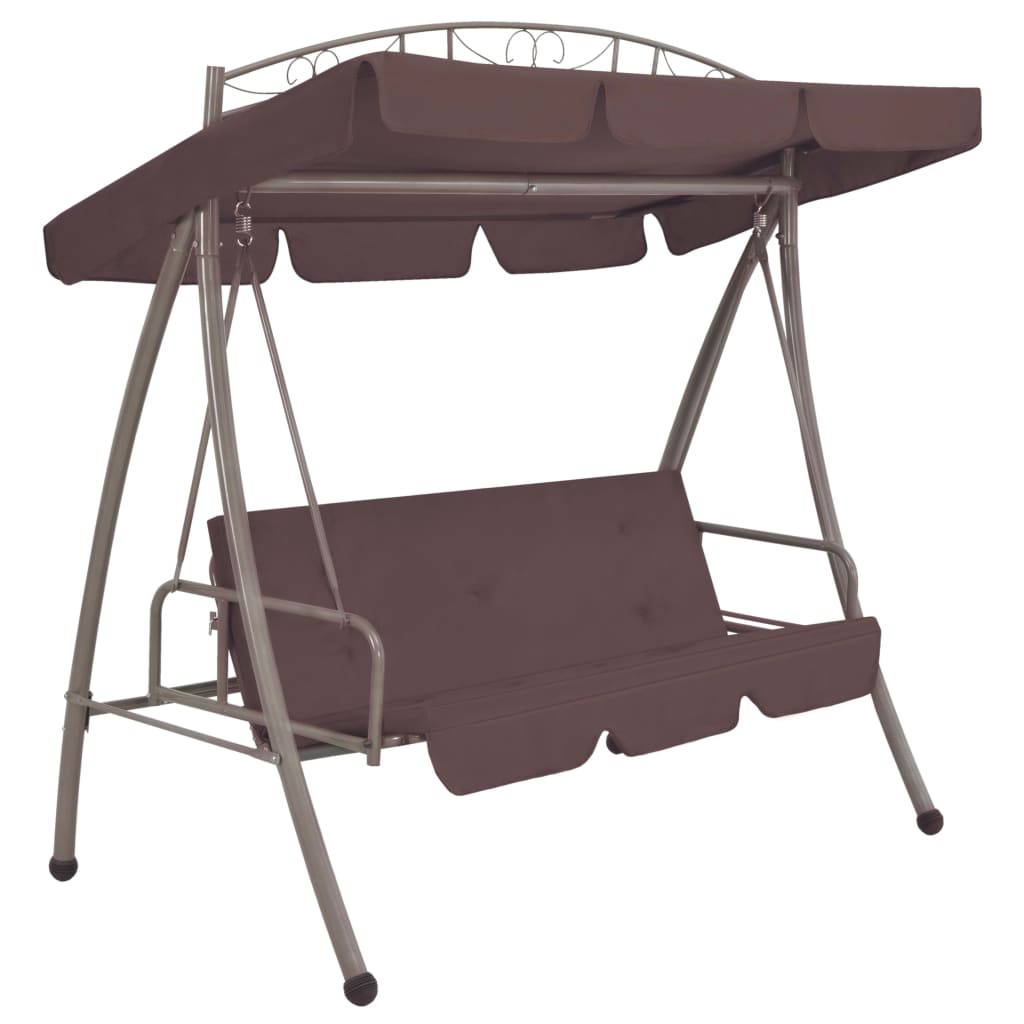 vidaXL Outdoor Convertible Swing Bench with Canopy Coffee