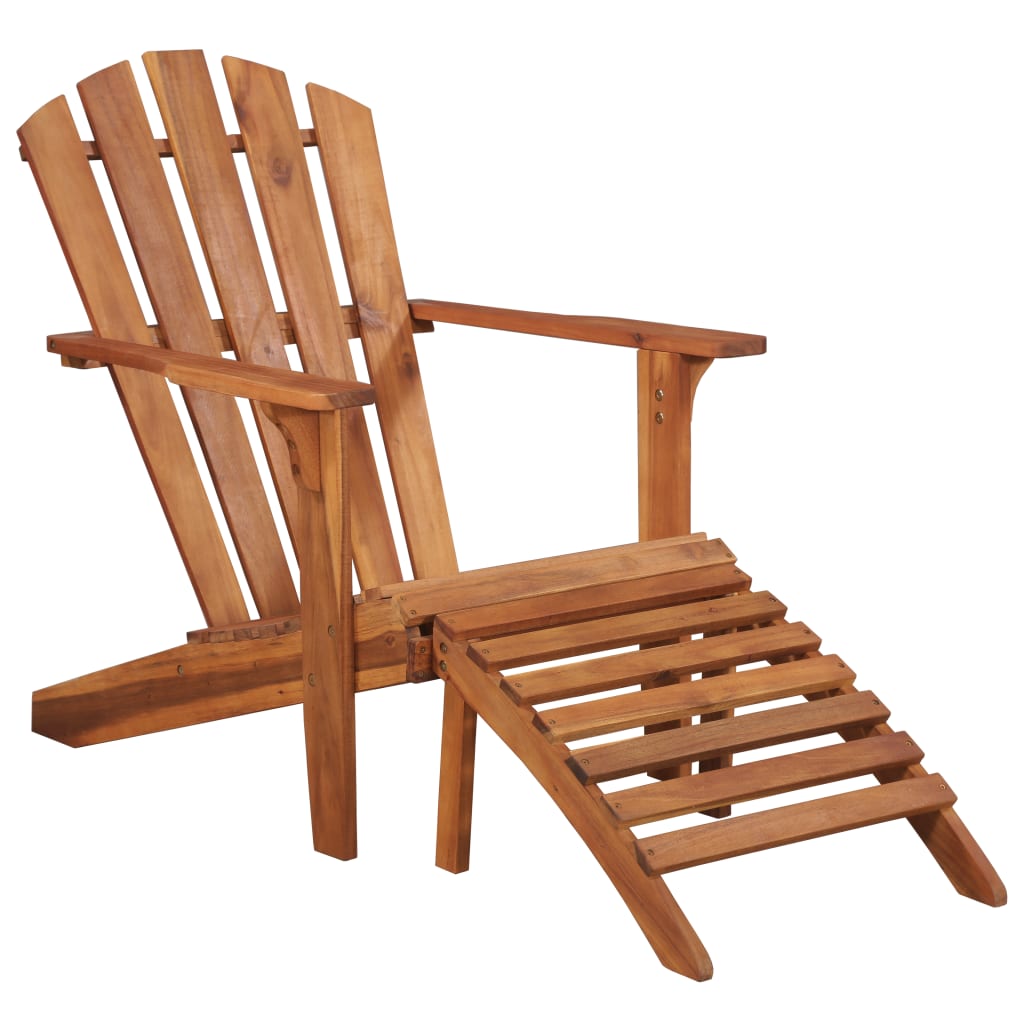 vidaXL Patio Adirondack Chair with Footrest Solid Acacia Wood