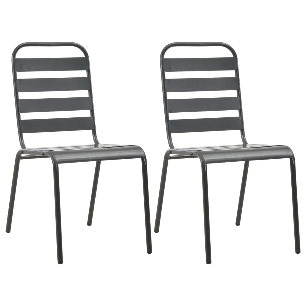 vidaXL Stackable Patio Chairs 2 pcs Steel Gray