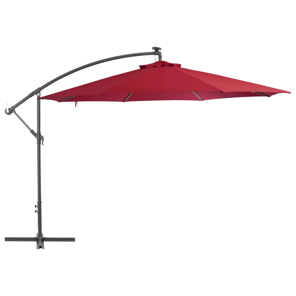 vidaXL Cantilever Umbrella with Aluminum Pole 137.8" Bordeaux Red