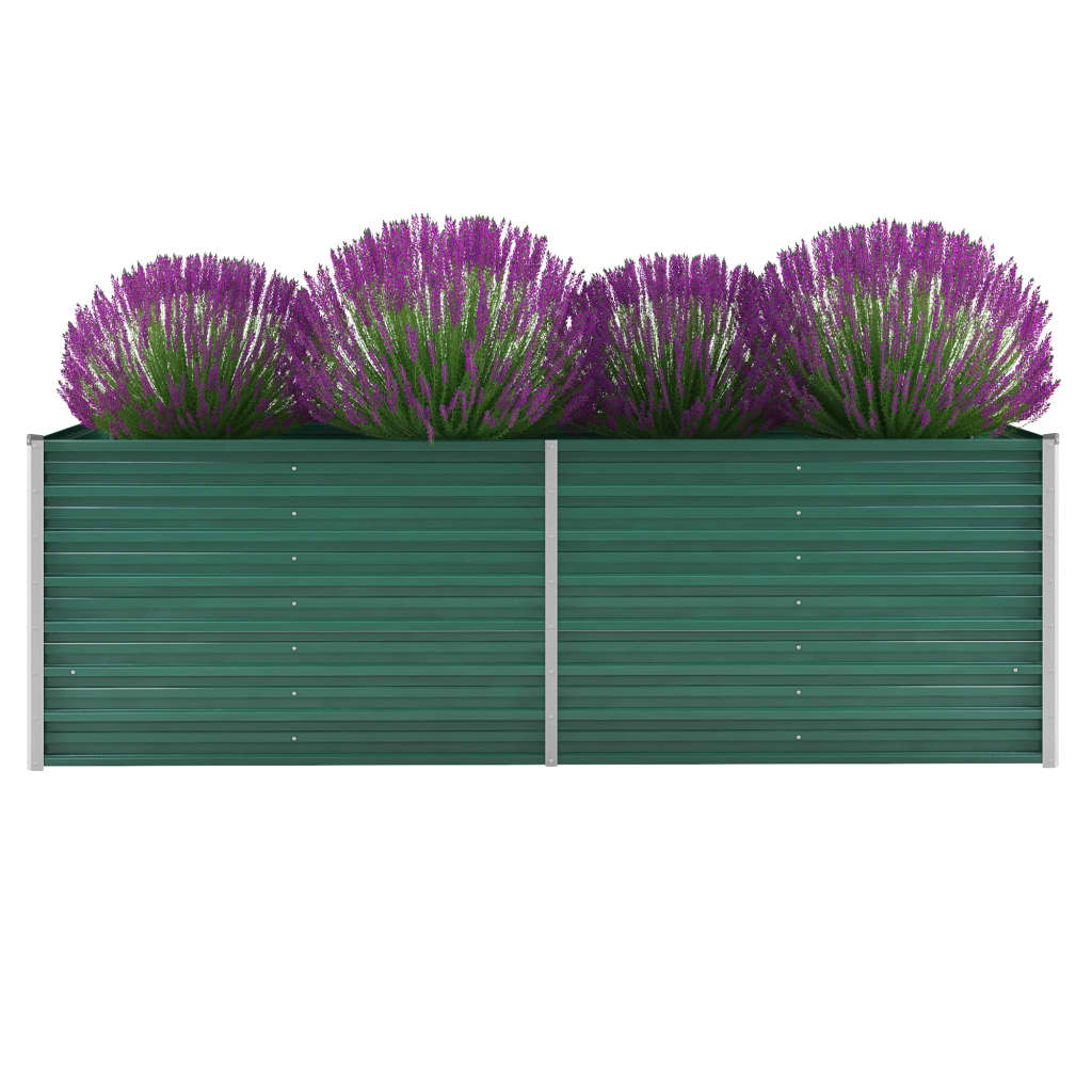 vidaXL Garden Raised Bed Galvanized Steel 94.5"x31.5"x31.3" Green