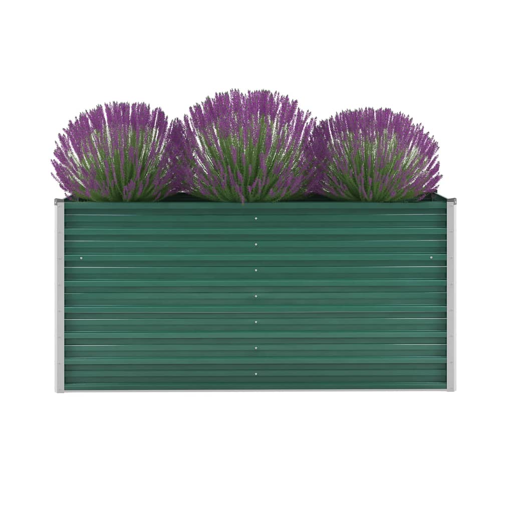 vidaXL Garden Raised Bed Galvanized Steel 63"x15.7"x31.3" Green