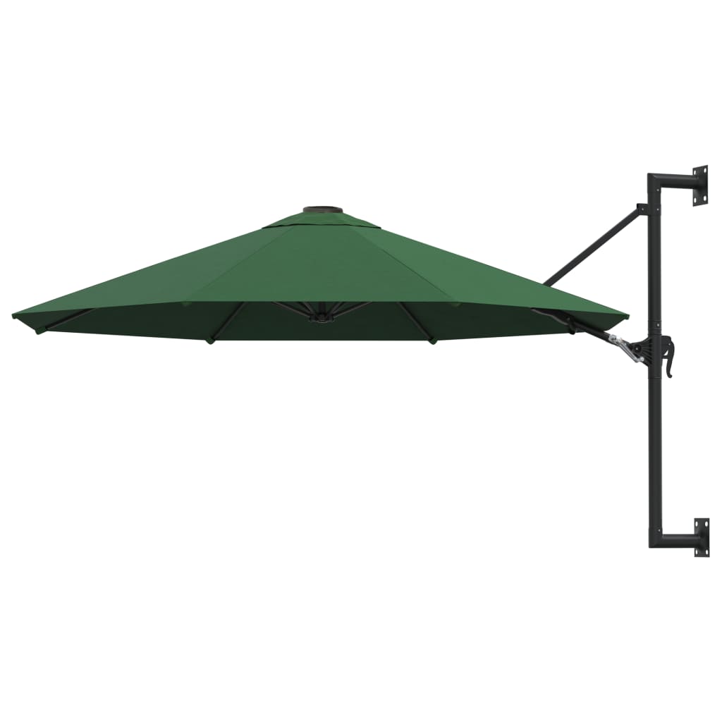 vidaXL Wall-Mounted Parasol with Metal Pole 118.1" Green