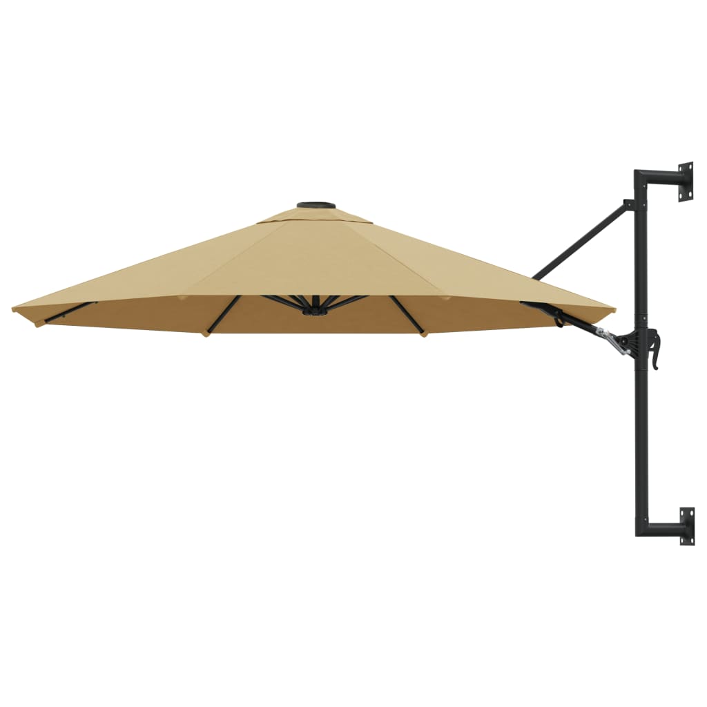 vidaXL Wall-Mounted Parasol with Metal Pole 118.1" Taupe