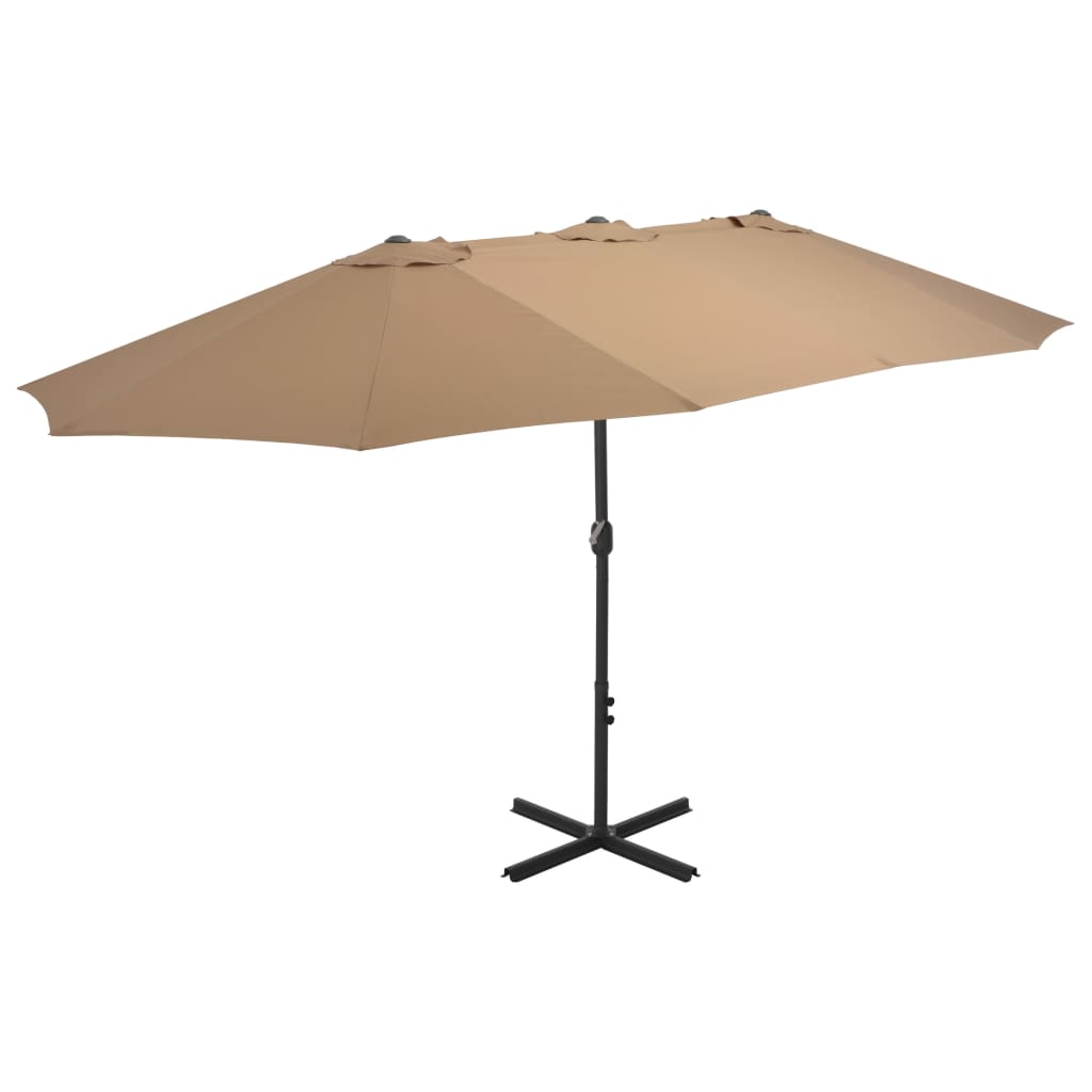 vidaXL Outdoor Parasol with Aluminum Pole 181.1"x106.3" Taupe