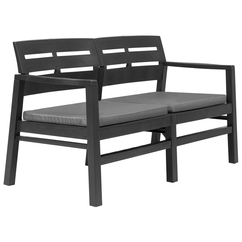 vidaXL 2-Seater Patio Bench with Cushions 52.4" Plastic Anthracite