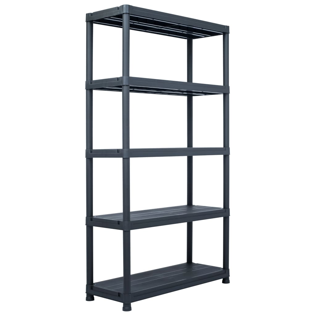 vidaXL Storage Shelf Rack Black 1102.3 lb 39.4"x15.7"x70.9" Plastic