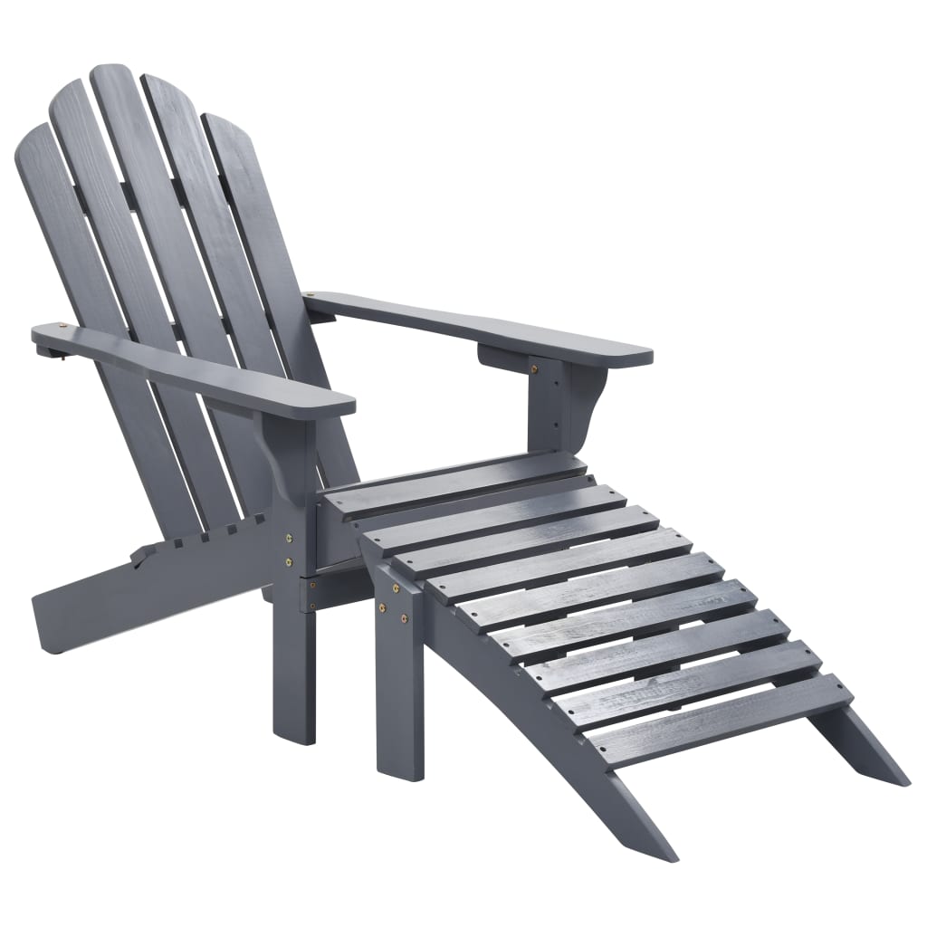 vidaXL Patio Chair with Ottoman Wood Gray