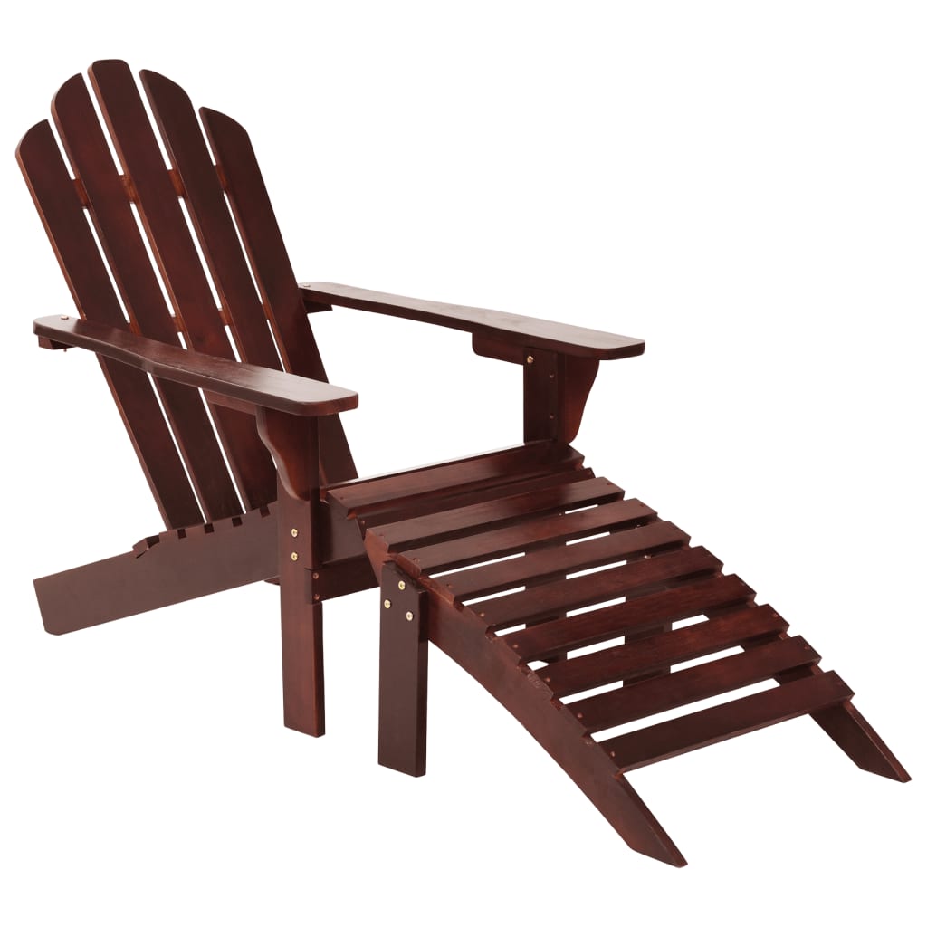 vidaXL Patio Chair with Ottoman Wood Brown