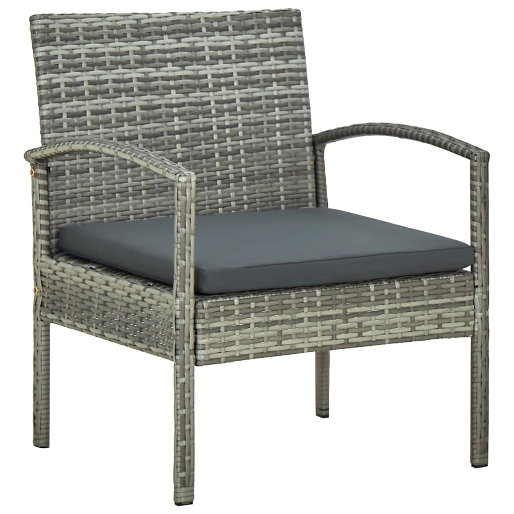 vidaXL Patio Chair with Cushion Poly Rattan Gray