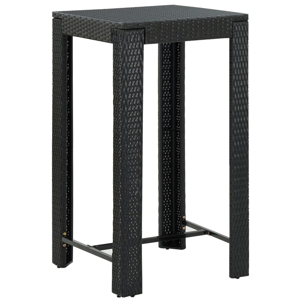 vidaXL Patio Bar Table Black 23.8"x23.8"x43.5" Poly Rattan