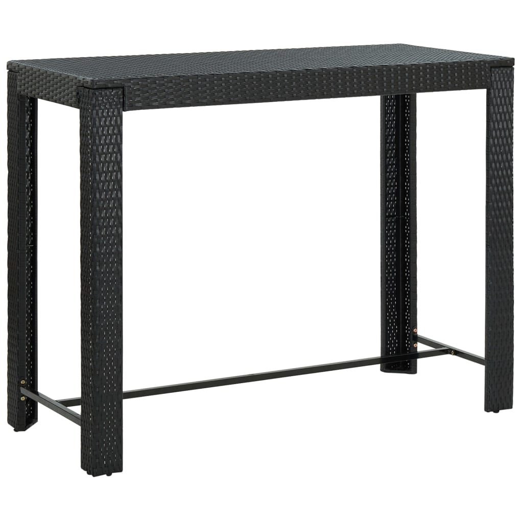 vidaXL Patio Bar Table Black 55.3"x23.8"x43.5" Poly Rattan