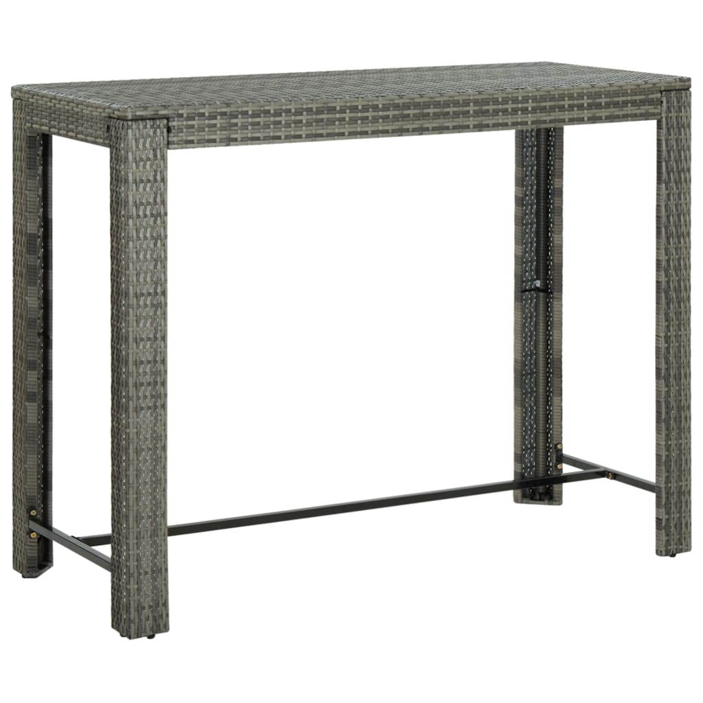 vidaXL Patio Bar Table Gray 55.3"x23.8"x43.5" Poly Rattan