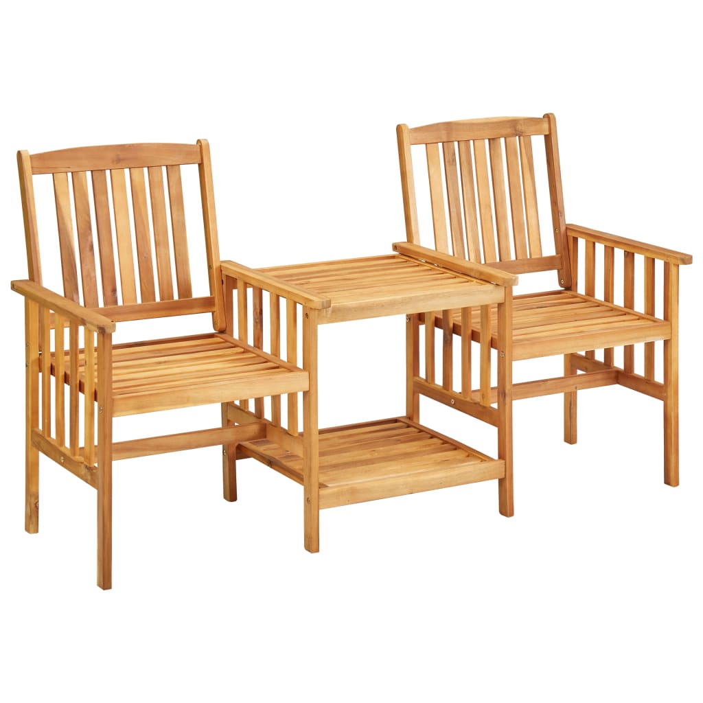 vidaXL Patio Chairs with Tea Table 62.5"x24"x36.2" Solid Acacia Wood
