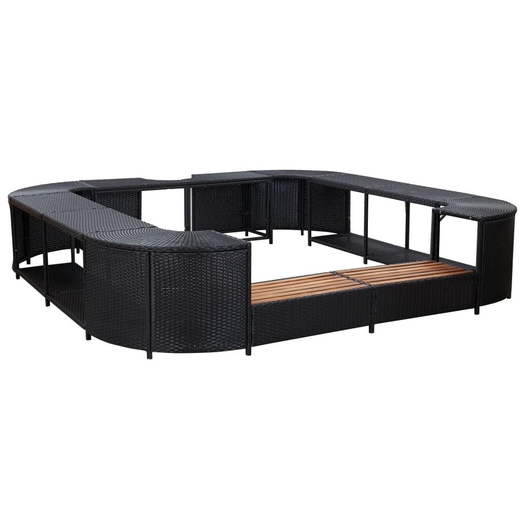 vidaXL Square Spa Surround Black 105.5"x105.5"x21.7" Poly Rattan