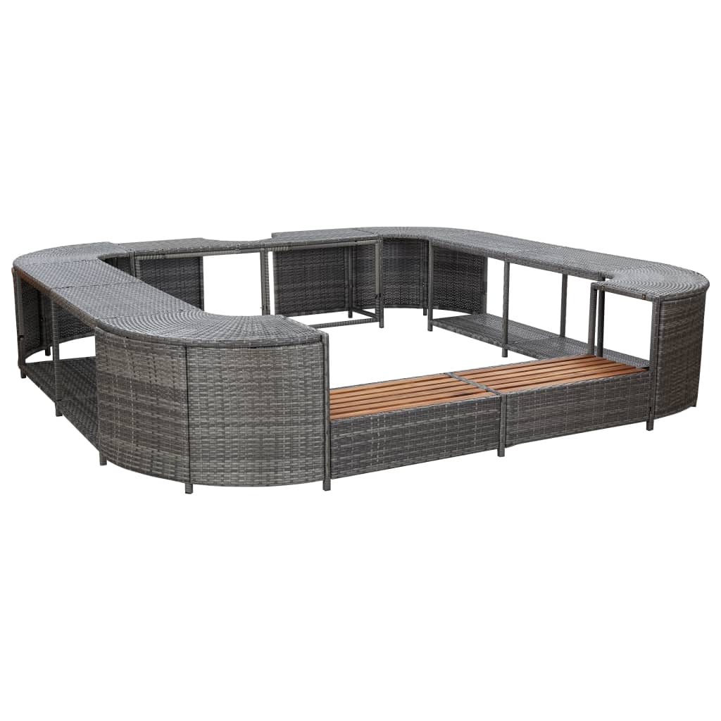 vidaXL Square Spa Surround Gray 105.5"x105.5" x 21.7" Poly Rattan