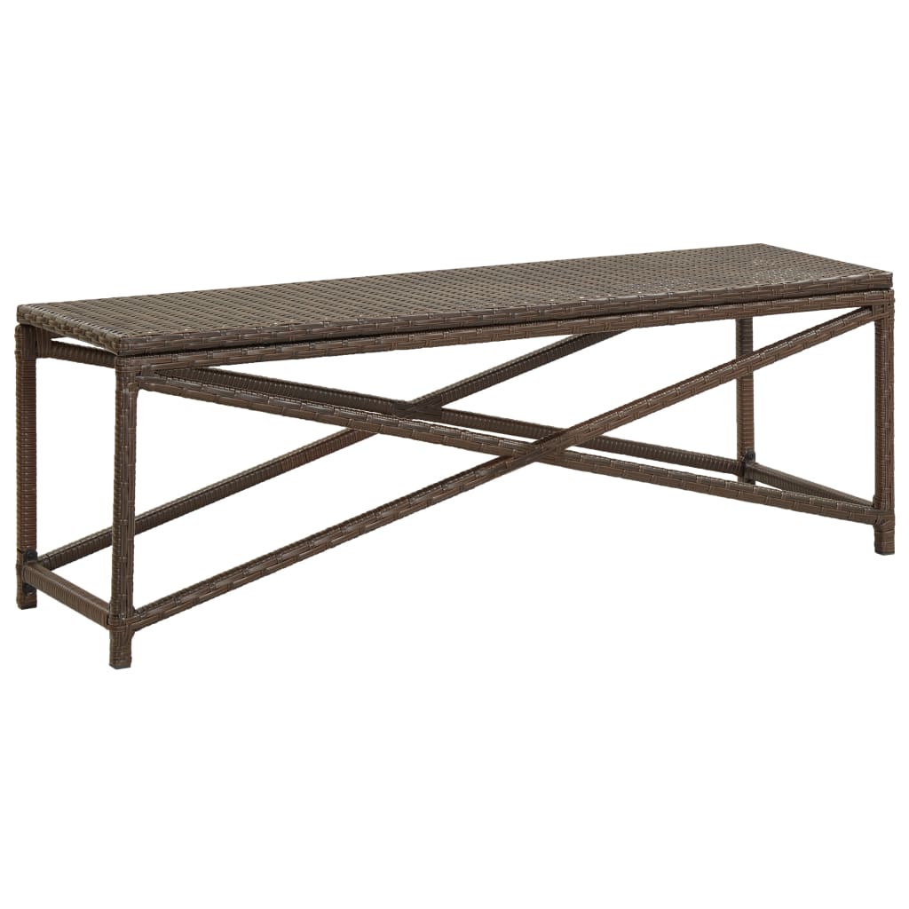 vidaXL Patio Bench 47.2" Poly Rattan Brown