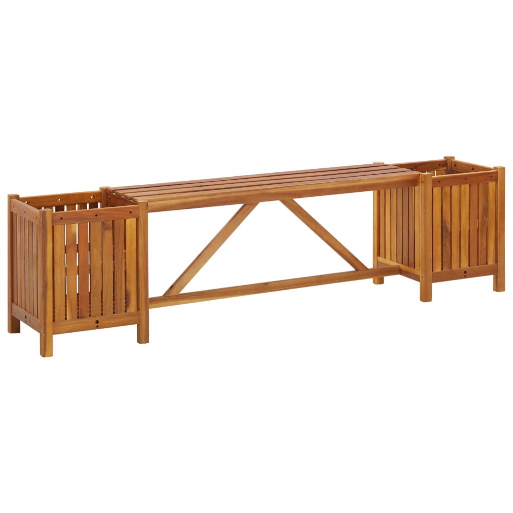 vidaXL Patio Bench with 2 Planters 59.1"x11.8"x15.7" Solid Acacia Wood