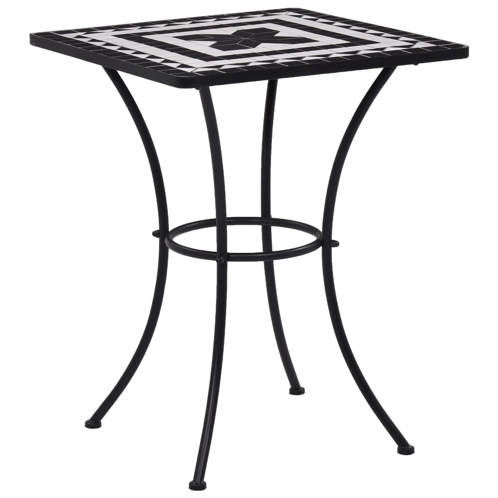 vidaXL Mosaic Bistro Table Black and White 23.6" Ceramic