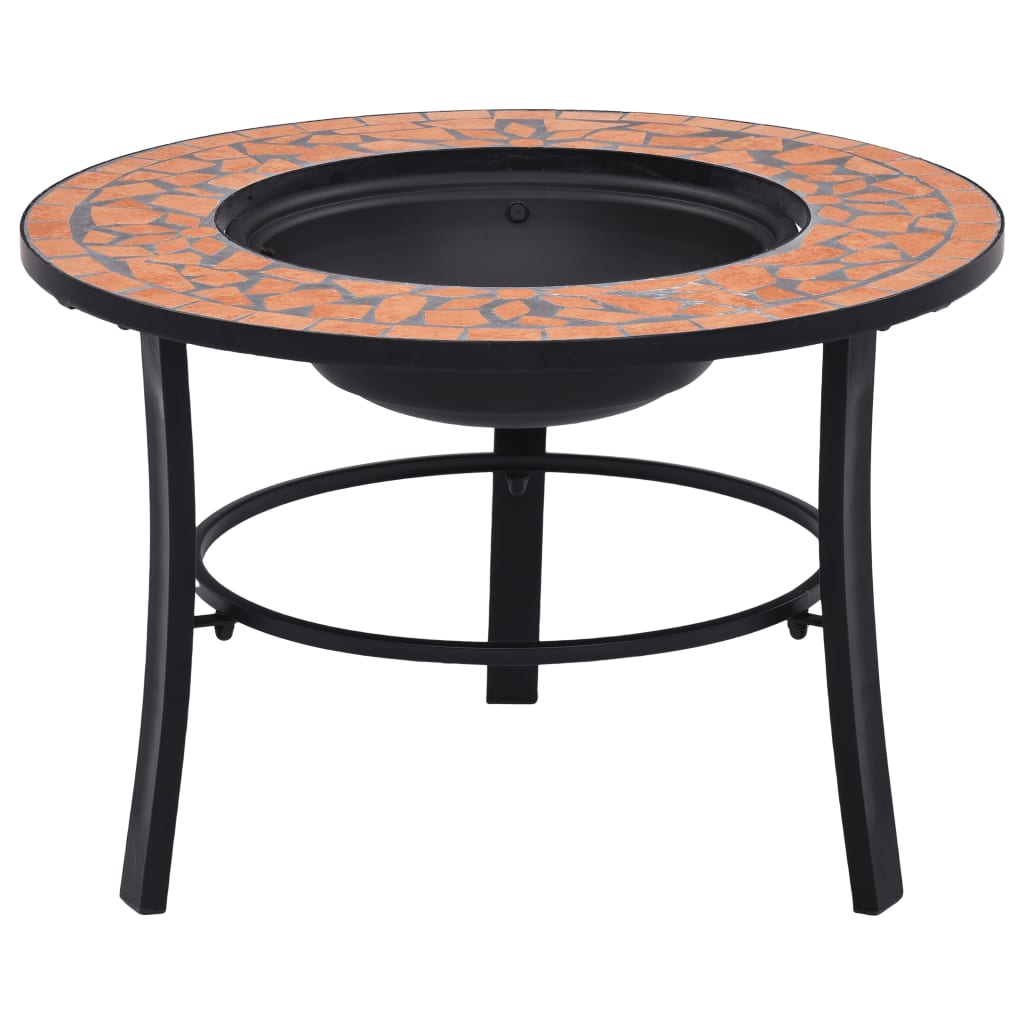 vidaXL Mosaic Fire Pit Terracotta 26.8" Ceramic