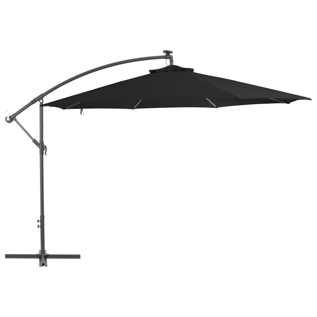 vidaXL Cantilever Umbrella with Aluminum Pole 137.8" Black