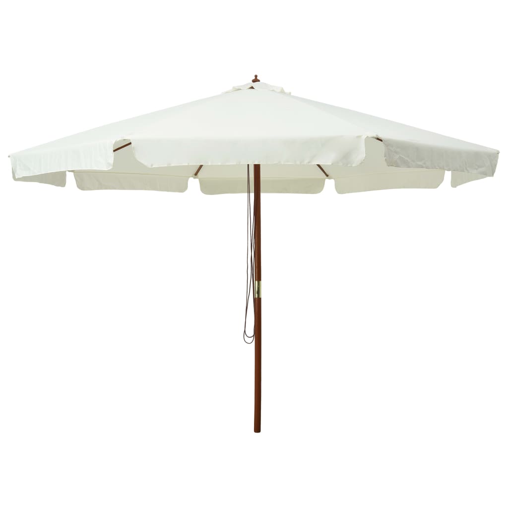 vidaXL Outdoor Parasol with Wooden Pole 129.9" Sand White