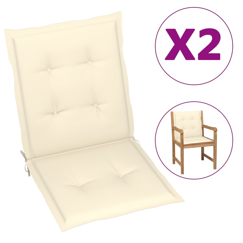 vidaXL Garden Chair Cushions 2 pcs Cream 39.4"x19.7"x1.2"