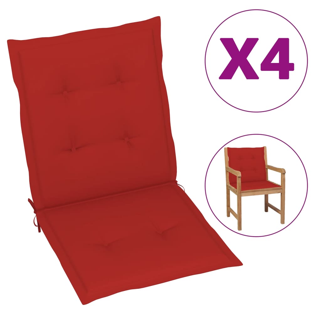 vidaXL Garden Chair Cushions 4 pcs Red 39.4"x19.7"x1.2"