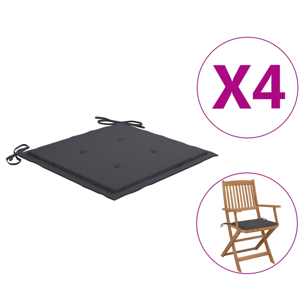 vidaXL Garden Chair Cushions 4 pcs Anthracite 15.7"x15.7"x1.2"